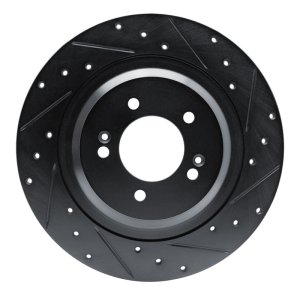 Hyundai Sonata Brake Rotor (1) - Rear Right - R1 Concepts - Drilled & Slotted - Black - `21-`25